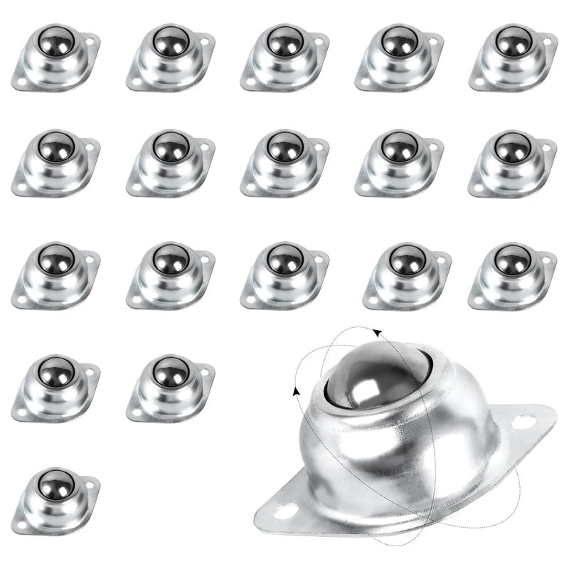 Hiprecky 1” Roller Ball Transfer Bearings 16Pcs, 360º Rotation Universal Roller Bearings, 400Lbs Carbon Steel Round Ball Casters Unit, Ball Bearing Rollers for Conveyor, Roller Stand, Transmission, Furniture - Image 1
